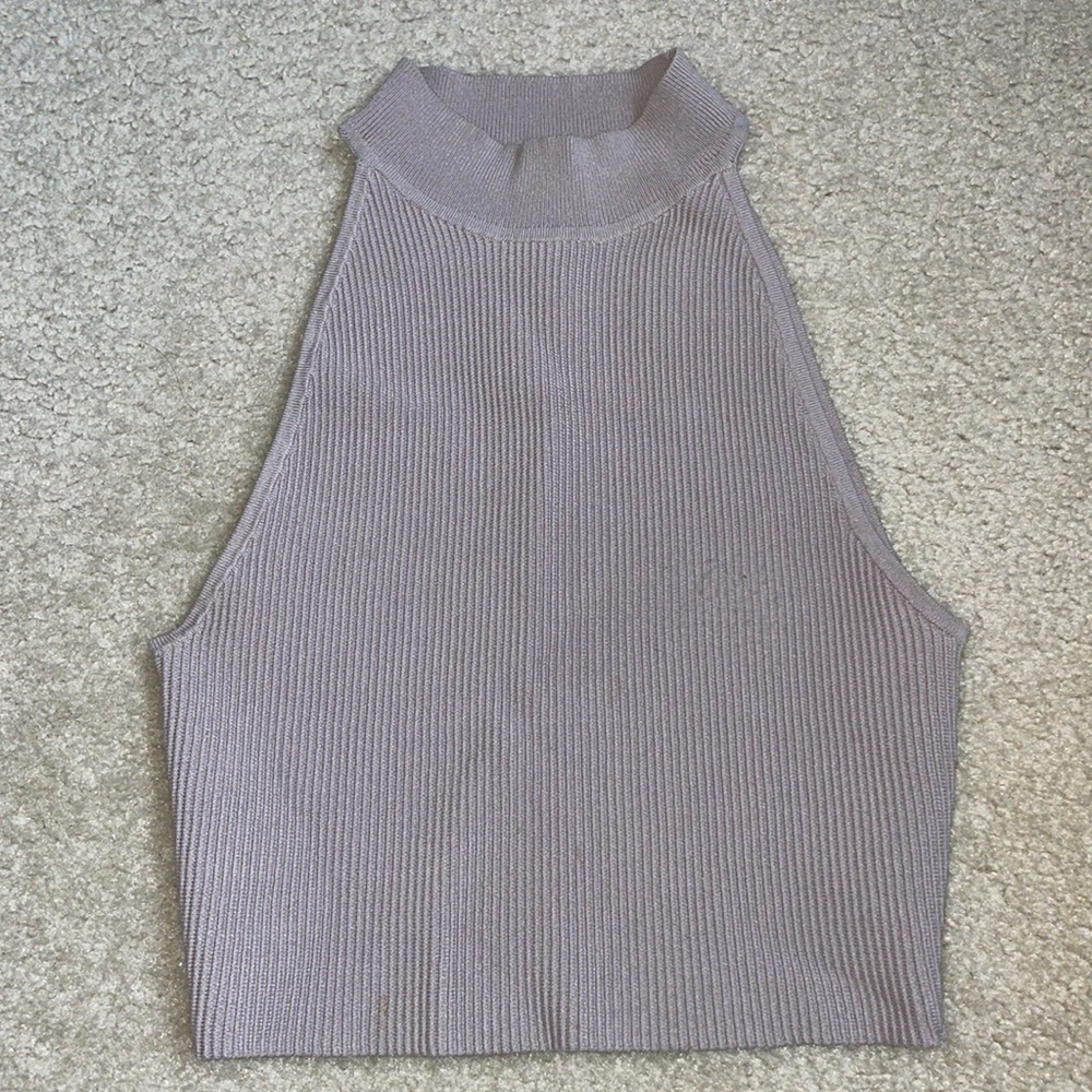 Aritzia Babaton - Lilac - Sculpt Knit Mock Neck Halter Top